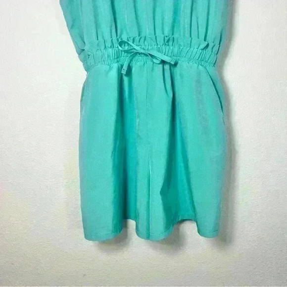 Z by Zella Girl Sleeveless Ruffle Waist Romper in Teal Lagoon Size Large 10/12 - Picture 3 of 9